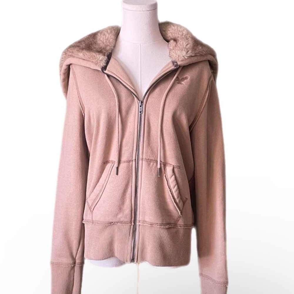 Y2K American Eagle Fur Hood Jacket